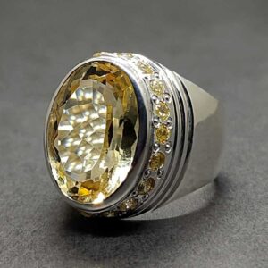 Yellow Topaz Sterling Silver Men’s Ring