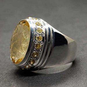 Yellow Topaz Sterling Silver Men’s Ring