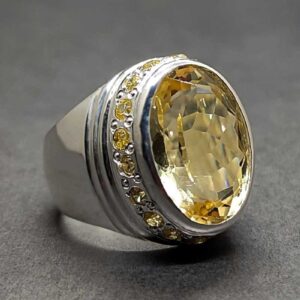 Yellow Topaz Sterling Silver Men’s Ring