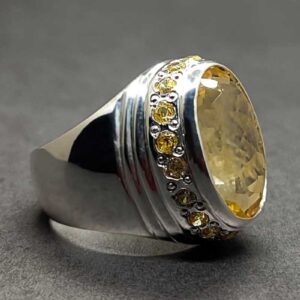 Yellow Topaz Sterling Silver Men’s Ring
