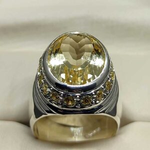 Yellow Topaz Sterling Silver Men’s Ring