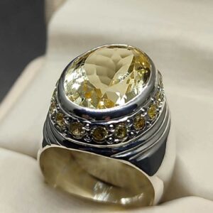 Yellow Topaz Sterling Silver Men’s Ring