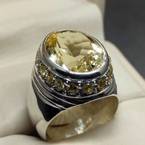 Yellow Topaz Sterling Silver Men’s Ring