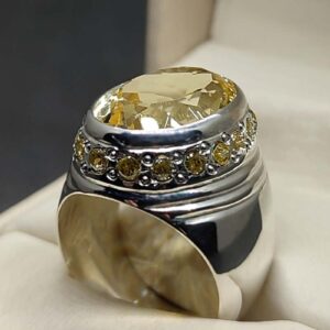 Yellow Topaz Sterling Silver Men’s Ring