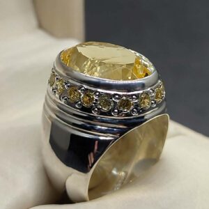 Yellow Topaz Sterling Silver Men’s Ring
