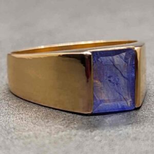 Emerald Cut Blue Sapphire Men’s Ring