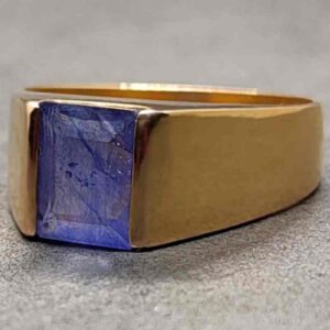 Emerald Cut Blue Sapphire Men’s Ring