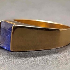 Emerald Cut Blue Sapphire Men’s Ring
