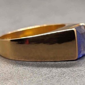 Emerald Cut Blue Sapphire Men’s Ring