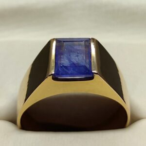 Emerald Cut Blue Sapphire Men’s Ring