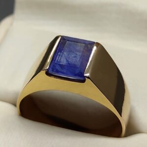 Emerald Cut Blue Sapphire Men’s Ring