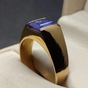 Emerald Cut Blue Sapphire Men’s Ring