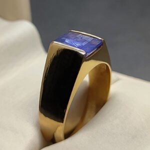 Emerald Cut Blue Sapphire Men’s Ring