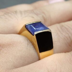 Emerald Cut Blue Sapphire Men’s Ring