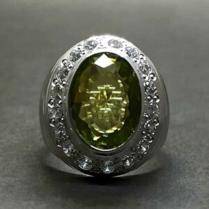 13 Carat Lab Peridot Mens Ring