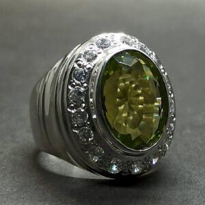 13 Carat Lab Peridot Mens Ring