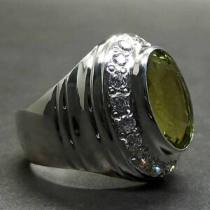 13 Carat Lab Peridot Mens Ring