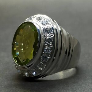 13 Carat Lab Peridot Mens Ring