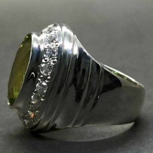 13 Carat Lab Peridot Mens Ring