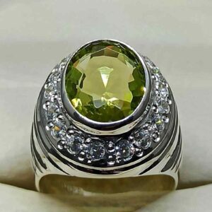 13 Carat Lab Peridot Mens Ring