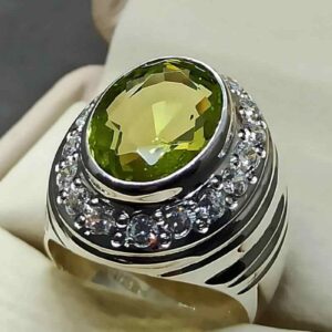 13 Carat Lab Peridot Mens Ring