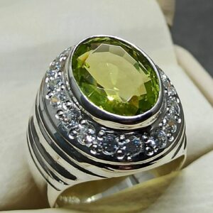 13 Carat Lab Peridot Mens Ring