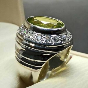 13 Carat Lab Peridot Mens Ring