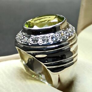 13 Carat Lab Peridot Mens Ring