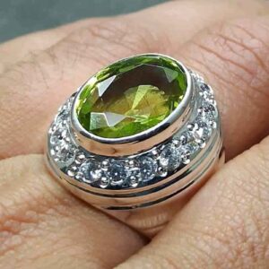 13 Carat Lab Peridot Mens Ring