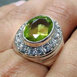 13 Carat Lab Peridot Mens Ring