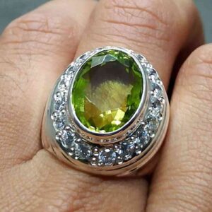 13 Carat Lab Peridot Mens Ring