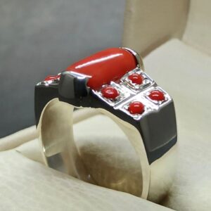 Australian Deep Red Coral Men’s Heavy Ring
