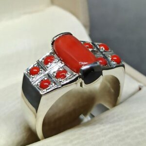Australian Deep Red Coral Men’s Heavy Ring