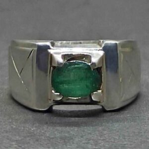 1 Carat Zambian Emerald Men’s Elegant Ring