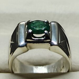 1 Carat Zambian Emerald Men’s Elegant Ring