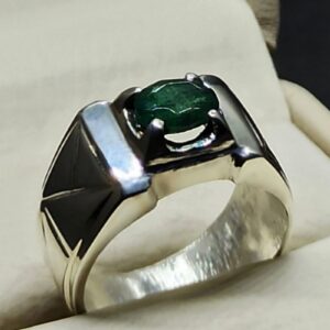 1 Carat Zambian Emerald Men’s Elegant Ring