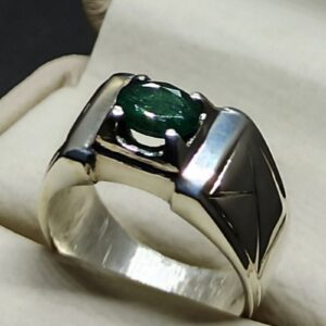 1 Carat Zambian Emerald Men’s Elegant Ring