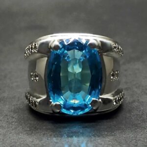 Blue Topaz Sterling Silver Men’s Ring