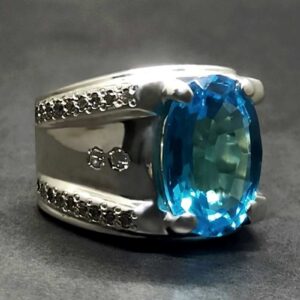 Blue Topaz Sterling Silver Men’s Ring