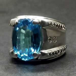 Blue Topaz Sterling Silver Men’s Ring