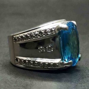 Blue Topaz Sterling Silver Men’s Ring