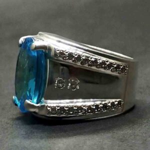 Blue Topaz Sterling Silver Men’s Ring