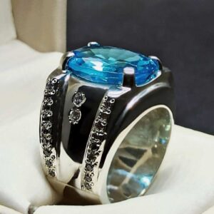 Blue Topaz Sterling Silver Men’s Ring