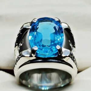 Blue Topaz Sterling Silver Men’s Ring