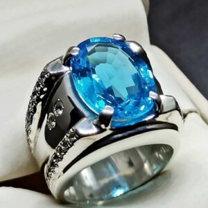 Blue Topaz Sterling Silver Men’s Ring
