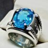 Blue Topaz Sterling Silver Men’s Ring
