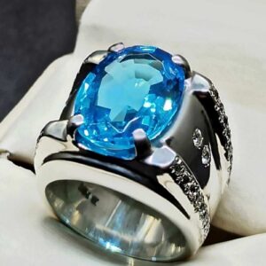 Blue Topaz Sterling Silver Men’s Ring