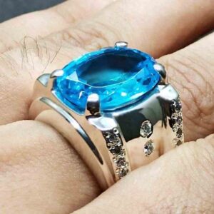 Blue Topaz Sterling Silver Men’s Ring