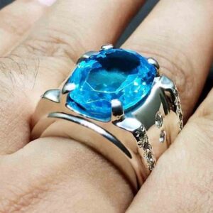 Blue Topaz Sterling Silver Men’s Ring