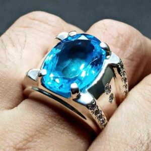 Blue Topaz Sterling Silver Men’s Ring